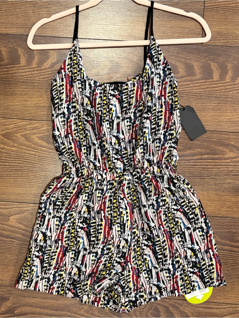 NWT UNIQ Abstract Print Romper Shorts, Open Back, Size S